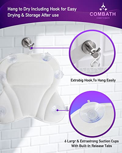 Bath Pillow,Bathtub Pillow, Spa Bath Tub For Full Body Pillow Mat For Headrest, Neck Shoulder Support, 4D Air Mesh Breathable Bath Pillow For Women & Men, With Powerful Suction Cups #TOP3