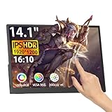 モバイルモニター 14.1 インチ タッチパネル 2.4mm 超薄 超軽量 1200P (1920×1200) 高輝度 400cd/㎡ IPS 液晶 100％sRGB 広色域 防眩 3H 10 点タッチ ローブルーライト スタンド保護カバー付き PS4/Switch/PC/Mac 対応