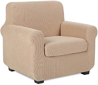 TIANSHU Armchair Slipcovers,2 Piece Sofa Covers,Couch covers,Pet Covers,Sofa Slipcover for Dining Living Room(Chair,Sand)