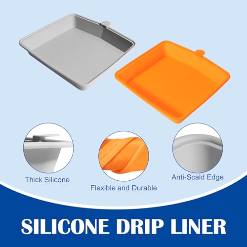 Image of 62006 Drip Pan for Napoleon TravelQ 285 Series TravelQ PRO285-BK Q285X-RD-1-A PRO285X-BK TQ285-BL-1 TQ240-BL Grill Parts Silicone Cup Liners / Stainless Steel Grease Catcher for Napoleon 2 Burner Grill