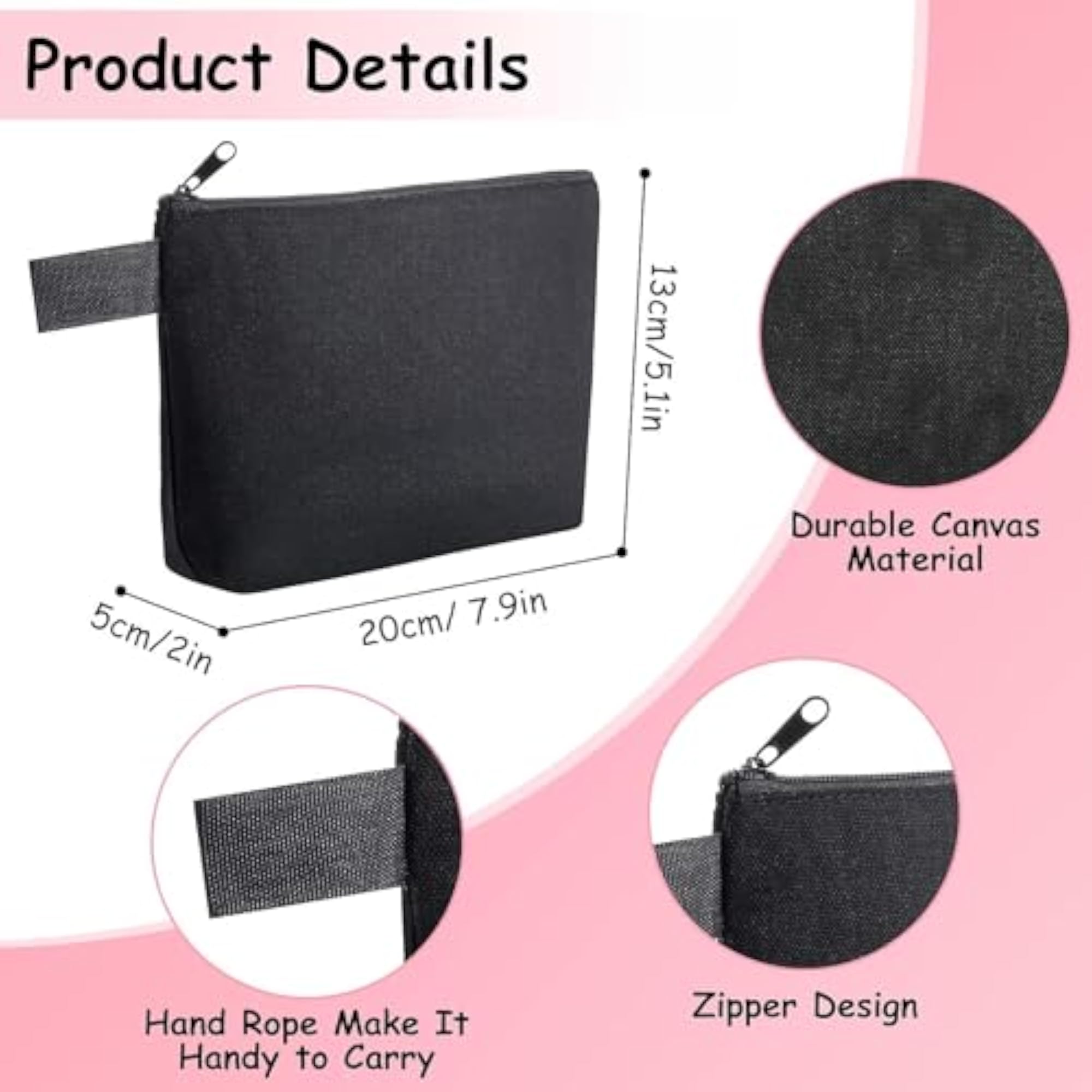 6-Piece Canvas Makeup Bag Set for Travel & DIY