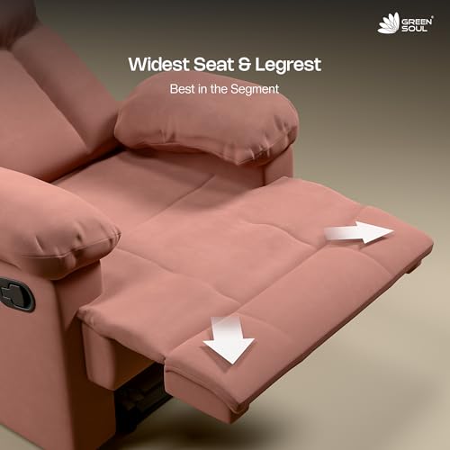 Image of Green Soul Cloud | Single Seater Manual Recliner Sofa | Ultra Soft Suede Fabric | Recline & Relax (R1) | Oversized Leg Rest & Cushioned Lumbar | 1 Year Warranty (Vintage Rose) | DIY Easy Assembly