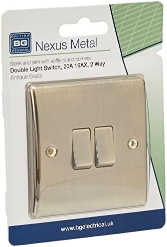 BG Electrical nab42 Double Light Switch, Antique Brass, 2-Way, 10AX, 1.0 cm*2.0 cm*2.0 cm