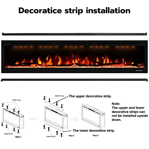 Valuxhome Electric Fireplace, 74 Inches Fireplace, Recessed And Wall Mounted Fireplaces For Living Room With Remote, Overheating Protection, Logset And Crystal, Touch Screen, 1500W/750W, Black #TOP3