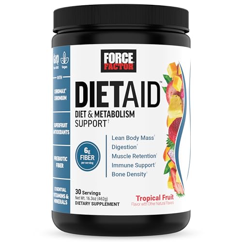 Image of Force Factor Diet Aid Powder, Metabolism Booster & Diet Support Supplement for Lean Body Mass with 15x More Absorbable Chromium, Refreshing & Delicious, Tropical Fruit, 30 Servings