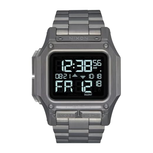 NIXON Regulus SS A1268 - Gunmetal - 100m Water Resistant Men's Digital Sport Watch (46mm Watch Face, 29mm-24mm Stainless Steel Band)