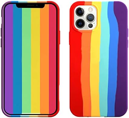 Oniuk Compatible for iPhone 13 Pro 6.1 inch Rainbow Soft Liquid Silicone Case [Drop Protection] [Shock-Absorbing Corners]
