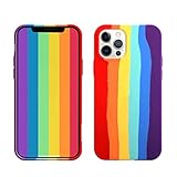 Oniuk Compatible for iPhone 13 Pro Max 6.7 inch Rainbow Soft Liquid Silicone Case [Drop Protection]