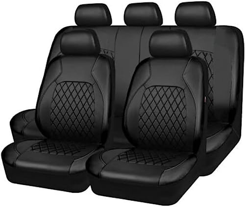 PREB Car Seat Cover Sets for Audi A4 Avant 2010 2011 2012 2013 2014 | Leather Soft Breathable Wear Resistant Waterproof Front Rear Interior Accessories,A/Black