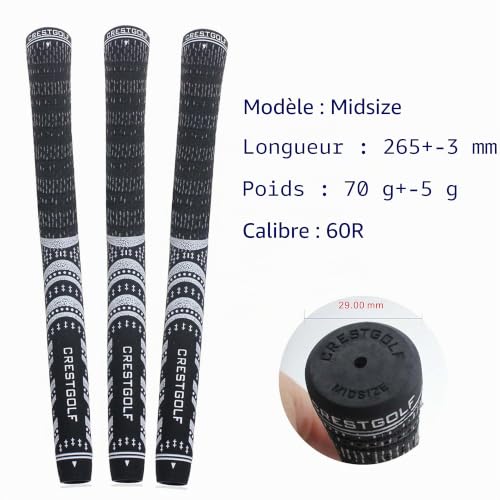 Kofull Lot de 13 Grips Golf Midsize Grip de Club de Golf Golf Grips Midsize lot Grip Golf Grippe de Golf Gris – vue 2