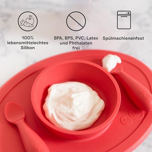 Miniatura 6 de Ezpz Tiny Bowl 4 Meses . Bowl 100 De Silicona Con Mantel Individual Incorporado Para Primeros Alimentos, Facilita El Baby Led Weaning. Se Adapta A Todas Las Bandejas De Trona, Salvia