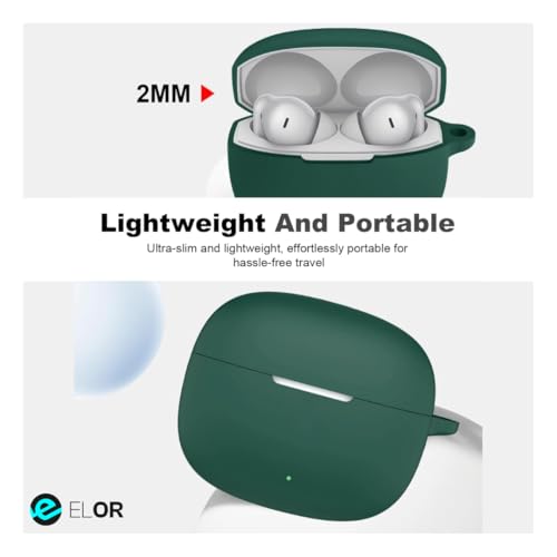Image of ELOR Premium Silicone Case Cover Compatible with OnePlus Nord Buds 4 Pro (Earbuds Not Included) (Dark Green)