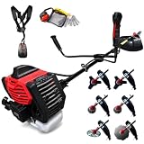 Synergy Desbrozadora Gasolina 65cc 4,9CV 6 en 1 – Motor 2T – 1 Cabezal Automático Reforzado, 1 Cabezal, 2 Discos 3 Puntas, 1 Disco 8 Puntas y 1 Disco Widia