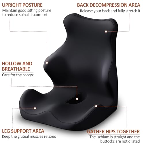 Seat Cushion with Back Support,Lumbar Support Pillow for Office Chair,office chair cushion for Sciatica and Hemorrhoid Relief,Tailbone Pain，Memory Foam Seat Cushion with L-Shaped Ergonomic Design - Thumbnail 2