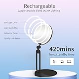 Magnifying Mirror with Light 40X/1X, Double Sided Travel Makeup Mirror with Lights and Magnification, 3 Colors Dimming Lighting, Rechargeable Large Size of 15cm, Foldable Design, 360°Angle Adjustable - Image 6