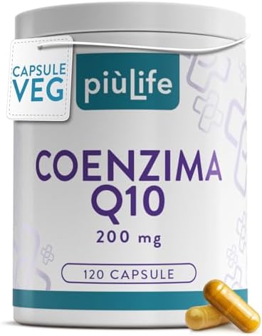 Coenzima Q10 200mg PiùLife – 1 al giorno – CoQ10 da Ubiquinone, Antiossidante Antiage, Integratore Pelle e Sistema Immunitario – Energia Contro i Radicali Liberi – Coenzyme Q10 120 Capsule