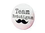 Team Bräutigam Button - Anstecker Moustache Schnurrbart Mann edel JGA Junggesellenabschied 3,8 cm