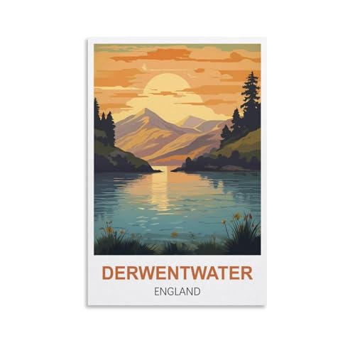 NPRZM Plaques en métal vintage Derwentwater Angleterre Plaques en métal Man Cave Accessoires muraux vintage Plaques en métal pour la maison Cuisine Club Bar Décorations 30x40cm