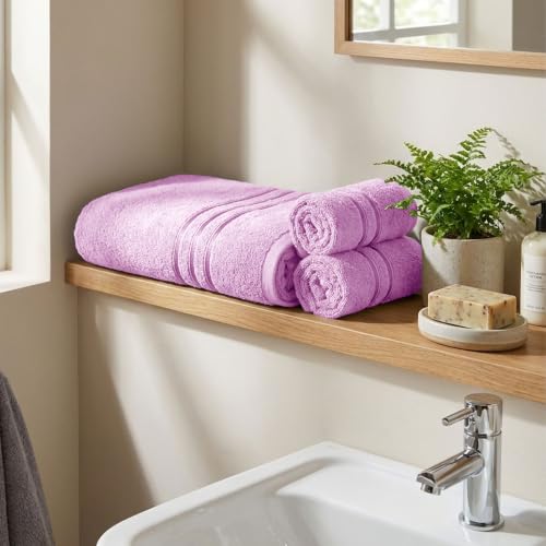 Image of MYTRIDENT Towel Set| Comfort Living | Quick Drying | Travel Friendly | for Men /Women | 3 PC Towel Set | 1 Bath (70 cm x 140 cm) 2 Hand (40 cm x 60 cm) | 100% Cotton 400 GSM - Violet Sky