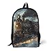Steam Punk Train 17 Inch Backpack Classic Travel Daypack with Adjustable Shoulder Straps for Men Women