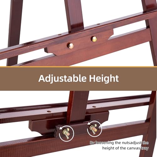 Image of Falling in Art Adjustable Wooden Easel Stand for Painting&Display, Brown