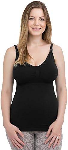 Kindred Bravely Simply Sublime Maternity & Nursing Tank with Built-in Bra (Black, Medium)