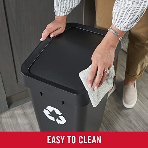 Rubbermaid Swing Top Recycling Container For Home And Kitchen, Easy Access Disposal And Slim Modern Recycle Bin With Lid, 12.2 Gallon Capacity, Black #TOP6