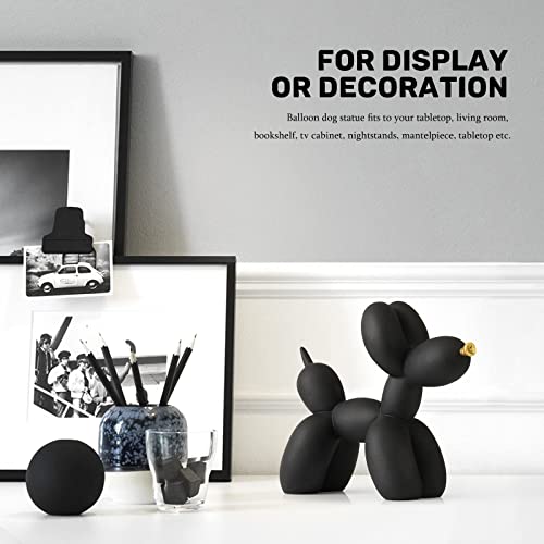 Otang Balloon Dog Statue Collectible Figurines Art Modern Sculpture, Cute Golden Nose Dog Animals Resin Crafts Handmade Ornament Home Decor Accents(Black,9,7,3.5In) #TOP2
