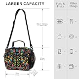 KOCOART Mexican Flower Embroidery Lunch Bag for Women Men Insulated Cooler Tote Bag with Adjustable Shoulder Strap Large Capacity Reusable Leakproof Picnic Lunch Box Outdoor for Adult Office