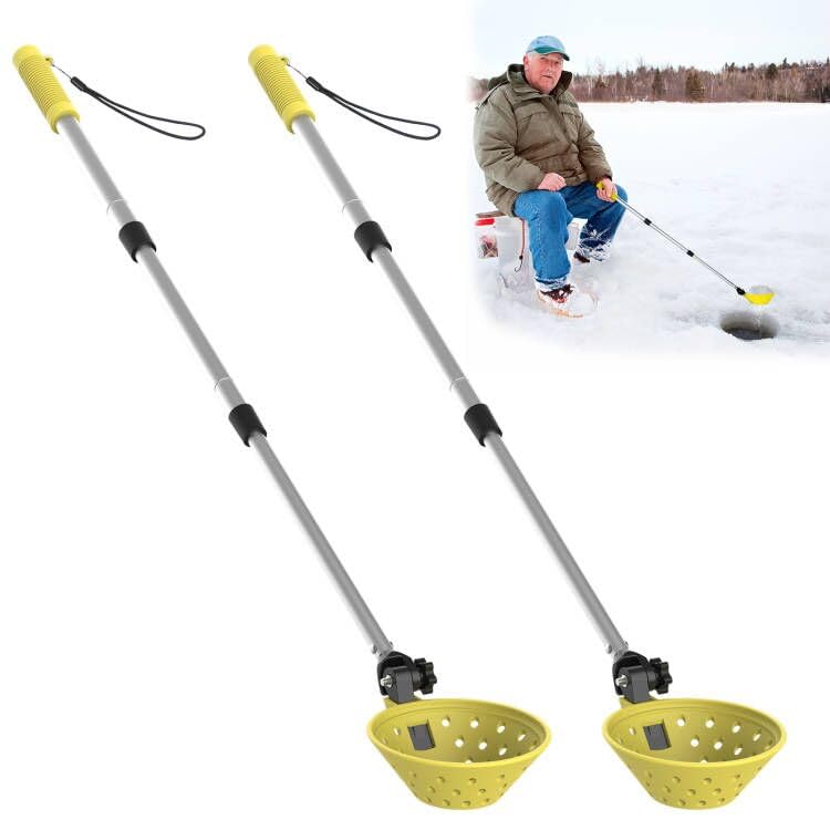 Huntury Retractable Ice Fishing Scoop Skimmer, Ice Scooper, Long Length, and Larger Spoon, No More Bending Over to Scoop Out Ice While Ice Fishing