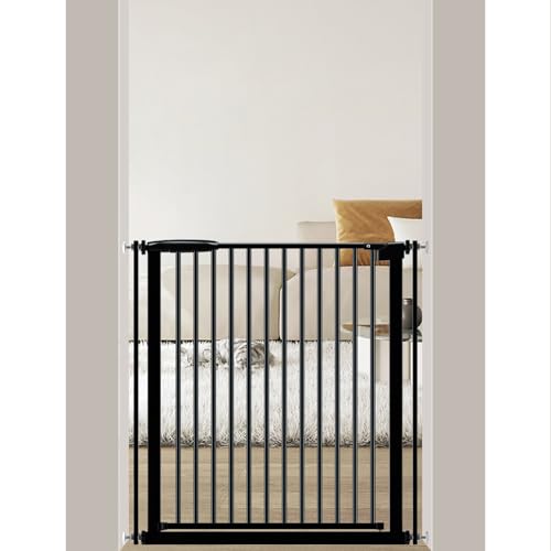 Image of DEARBB Extra Wide Baby Gate Ultra Narrow Spacing 30.11-77.36 inch Pressure Mounted Double Lock Swing Auto Close Walk Through Metal Safety Pet Gate for Stairs and House Doorway Kitchen