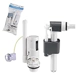 HOMSSY Kit Cisterna WC Completo – Mecanismo Descarga Doble Pulsador con Cable...