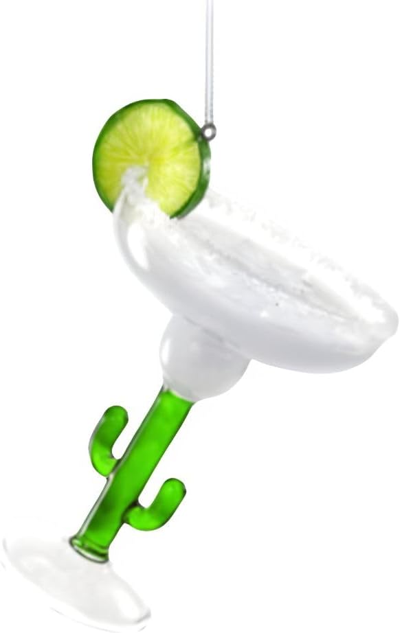 Cody Foster & Co Classic Margarita Glass Ornament with Lime, Festive Decor, 5 inch