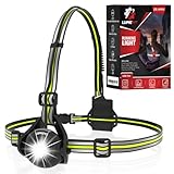 LUMEFIT Lauflicht mit Reflektoren, ideal zum Joggen und Laufen, mit 500 Lumen FrontTaschenlampe, 120° verstellbar, Laufgürtel mit rundum-Reflektoren, rotes Rücklicht, mit Akku (Schwarz)