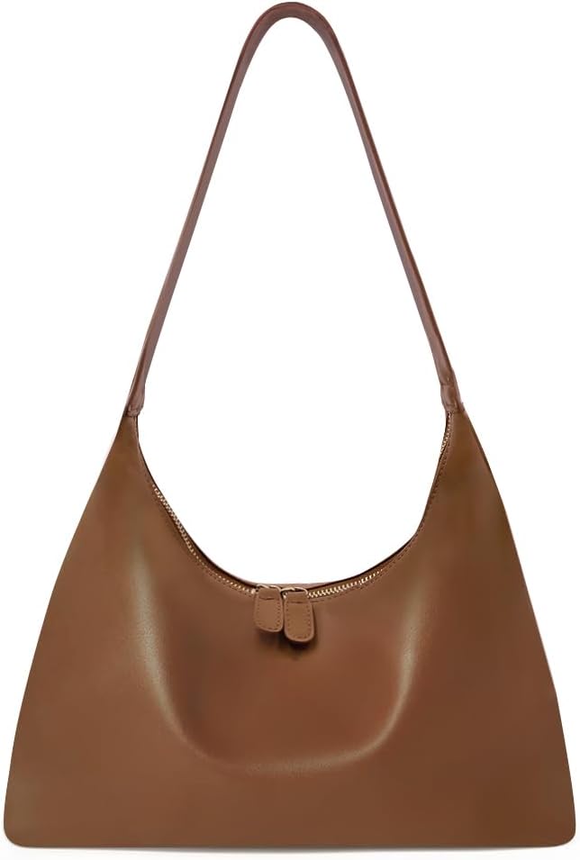 Leather Hobo Bags for Women Small Soft Shoulder Purse Slouchy Tote Handbags with Double Zipper Design 2025