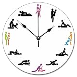 Guangpat Sex 10 Position Make Love Wall Clock Valentine's Day Gift Round Decorative Clocks Battery Operated 10 Inch Non-Ticking Farmhouse Decor for Living Room Bedroom Office Kitchen Wedding Gift