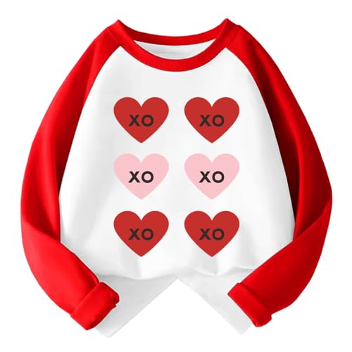 Image of Kids Valentines Shirt Boys Girls Valentine's ABC I Love U Heart Heart XO XO Graphic Tees Raglan Toddler Long Sleeve Tops