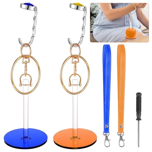 Image of 2 Pack Portable Wrist Yarn Holder, Crochet Holder,with 2 Replace Wrist Strap and MINI Screwdriver, Hanging Yarn Spinner for Crocheting and Knitting,Knitting Gift for Craft Lovers(Orange+Blue)