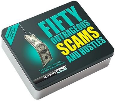 Marvin's MagicFifty Outrageous Scams & Hustles Gift Tin - Illusions for Kids & Adults - Easy Professional Magic - Includes 50 of The Best Confidence Tricks, Scams and Hustles