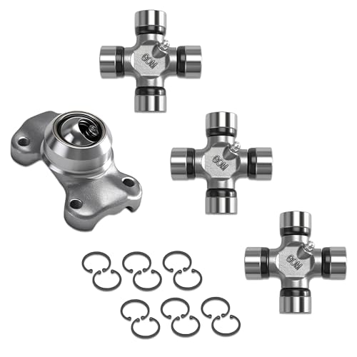 211544X & 5-1310X U-Joint Socket Yoke Assembly Set Fit for Jeep TJ YJ XJ Wrangler Cherokee, 1310/SPL22 Series Outside Snap Ring Style