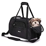 Jespet Soft Sided Pet Carrier Comfort 17” for Airline Travel, Portable Dog Tote Bag for Small Animals, Cats, Kitten, Puppy, Black