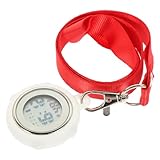 WATIIFUFU Orologio da Tasca per Infermiere Fibbia a Clip Rossa Piccolo Orologio da Petto Digitale Portachiavi per Operatori Sanitari Design Pratico per Medici e Paramedici