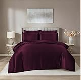 HADI LONDON Parure de lit complète 6 pièces en satin de soie avec drap housse profond et soyeux, réversible, housse de couette et 4 taies d'oreiller pour lit simple, double, king size, super king size