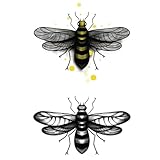 x3 Tatouage Éphémère abeille - 1 lot de 3 Feuilles de tatouage temporaire insectes | Bras, épaule, cou, cheville, main, jambe | Jaune et noir | Homme, Femme - TATTOO YOUR STYLE