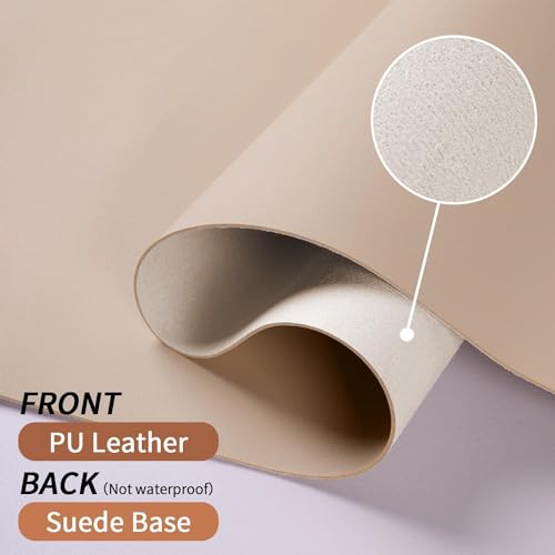Image of Bloss Leather Desk Pad, Mouse Pad, Non-Slip Desk Protector Mat, Leather Desk Blotter, Computer Desk Pad, Waterproof Desk Mat for Home Office and Decor - Beige (35.4x17Inches)