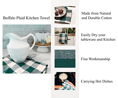 St Patrick's Kitchen Towels, Kitchen Towels Dish Towels Kitchen - Cotton Dish Towels - Green Dish Towels, Buffalo Checked Dish Towel 100% Cotton Linen Kitchen Towels Green And White Set Of 3 (18X28) #TOP4