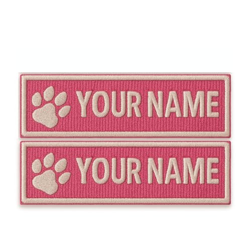 Two Embroidered Customisable Name Made for Label Vests/Harnesses Hook Fastening Patch, Dog Label, Name, Identification, 2X Durable and Wear-Resistant Embroidered Patches (Custom Colour, Small) - Image 2