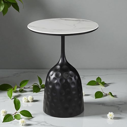 Image of The Attic Neena Round End Table Compact Bedroom Style,Black