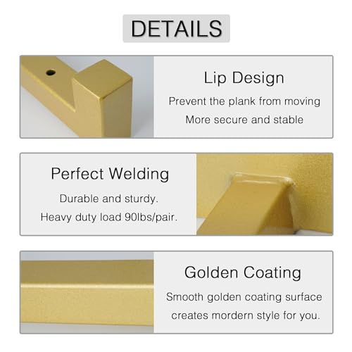 OVOV 6 Pack 8 Inch Gold Shelf Brackets with Lip Wall Shelf Brackets by OVOV - Used condition - Image 2