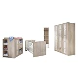 Schrank: 2 Kleiderstangen, 4 Fachböden, 2 Schubkästen